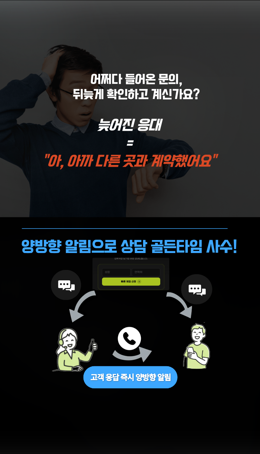 양방향 알림으로 상담 골든타임 사수